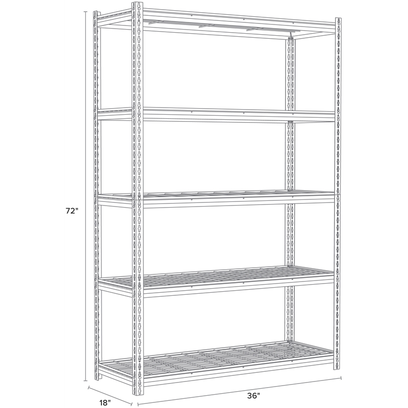 Iron Horse 2300 Riveted Wire Deck Metal Shelving 5-Shelf 18Dx36Wx72H Black