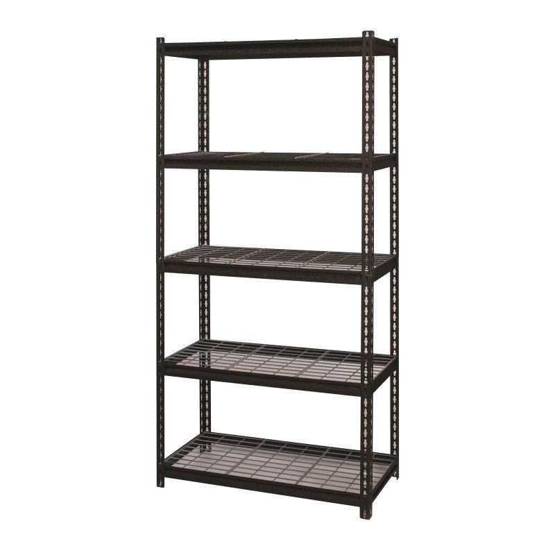 Iron Horse 2300 Riveted Wire Deck Metal Shelving 5-Shelf 18Dx36Wx72H Black