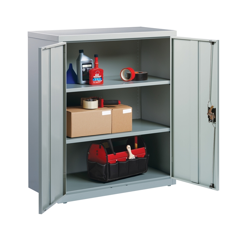 Hirsh 3 Shelf Welded Metal Storage Cabinet in Light Gray