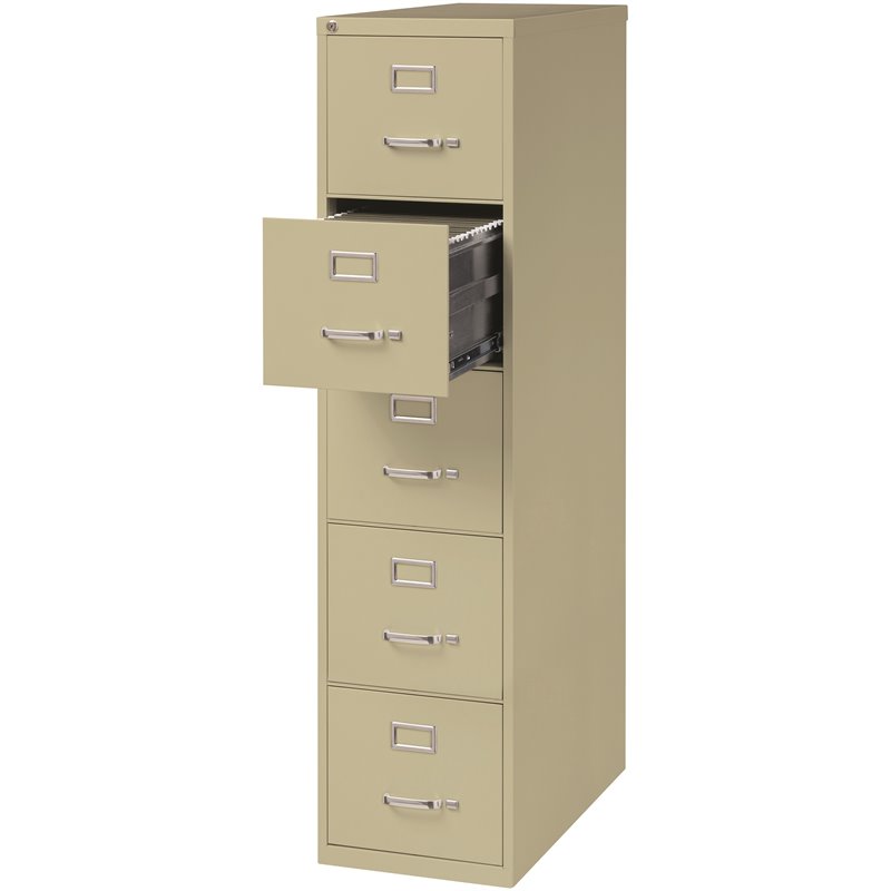Hirsh 26.5-in Deep Metal 5 Drawer Letter Width Vertical File Cabinet Putty/Beige