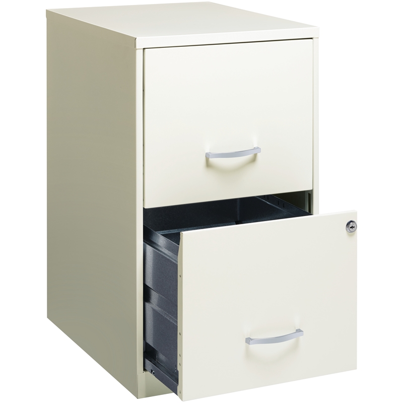Space Solutions 18in 2 Drawer Metal File Cabinet Pearl White