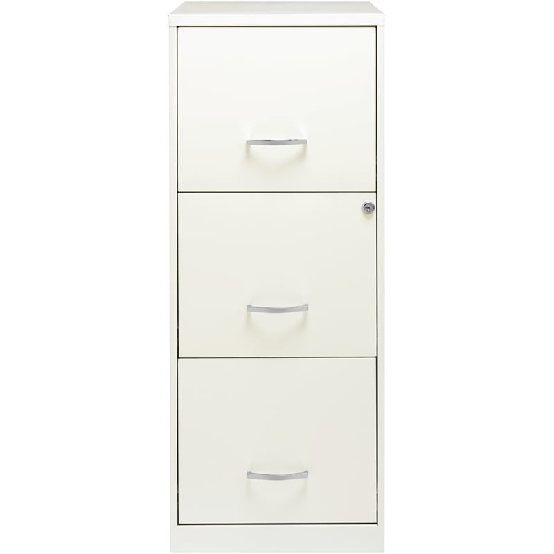 Space Solutions 3 Drawer Vertical Metal File Cabinet with Lock Pearl White