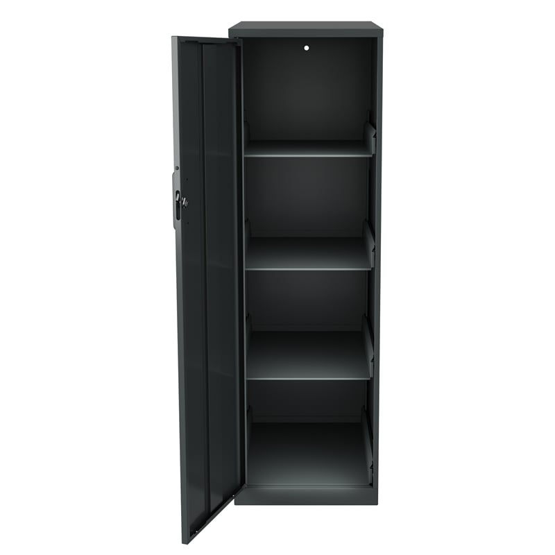 Space Solutions 4 Shelf Personal Metal Locker Storage Cabinet Locking Charcoal
