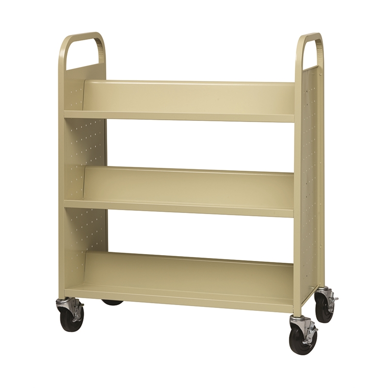 Hirsh Double-sided Mobile Metal Book Cart Putty/Beige
