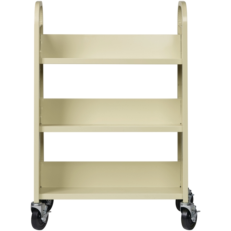 Hirsh Single-sided Metal Mobile Book Cart Putty/Beige
