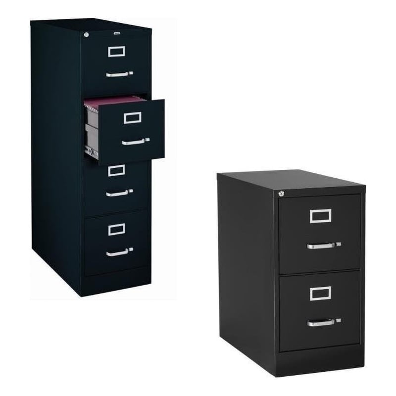 (Value Pack) 2 Drawer and 4 Drawer Letter File Cabinet in Black