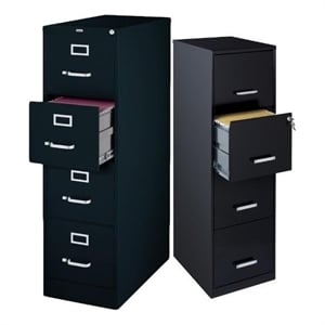 Set of 2 Value Pack Four Drawer Filing Cabinet in Black