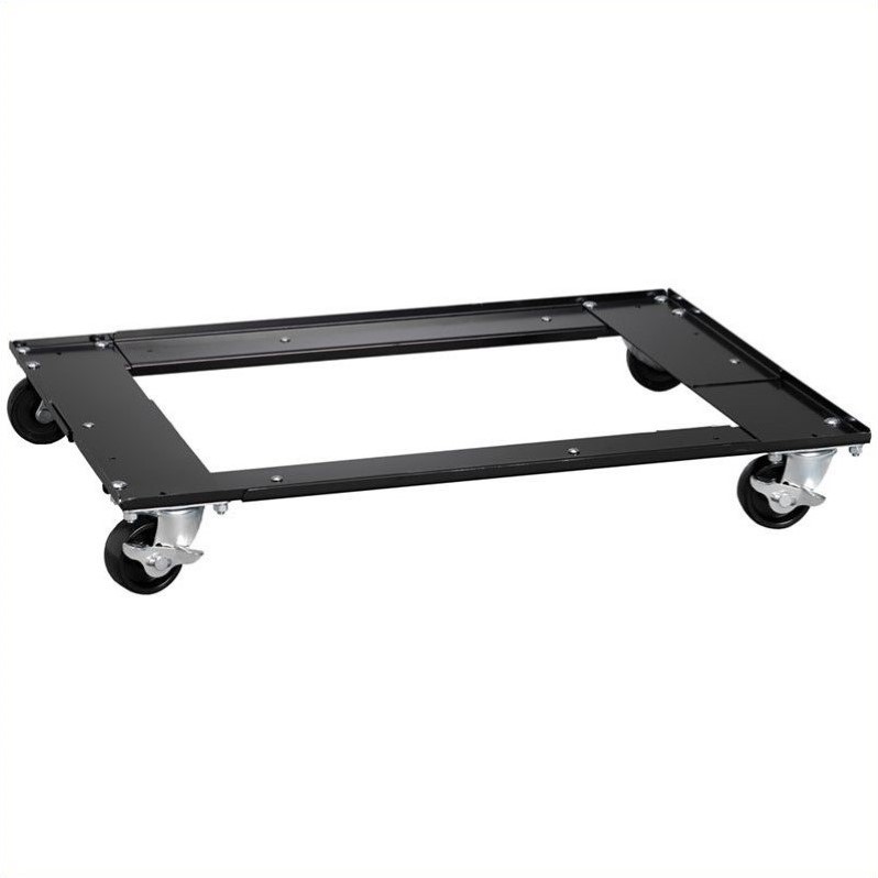 2 Piece File Cabinet and Commercial Cabinet Mobile Dolly Set in Black