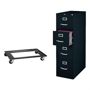 2 Piece File Cabinet and Commercial Cabinet Mobile Dolly Set in Black
