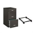2 Piece File Cabinet in Charcoal and Adjustable File Caddy in Black