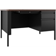 Hirsh 30x48 Right Hand Single Pedestal Metal Desk with Top Black/Walnut