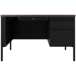 Hirsh 30x48 Right Hand Single Pedestal Metal Desk with Top Black/Walnut