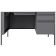 Hirsh 30x48 Right Hand Single Pedestal Metal Desk with T Top Silver/White