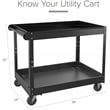 Hirsh Industries LLC Hirsh RTA 2-Shelf Modern Metal Utility Cart in Black