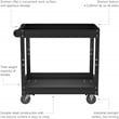 Hirsh Industries LLC Hirsh RTA 2-Shelf Modern Metal Utility Cart in Black