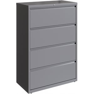 Hirsh 36in Wide HL10000 Series 4 Drawer Metal Lateral File Cabinet Arctic Silver