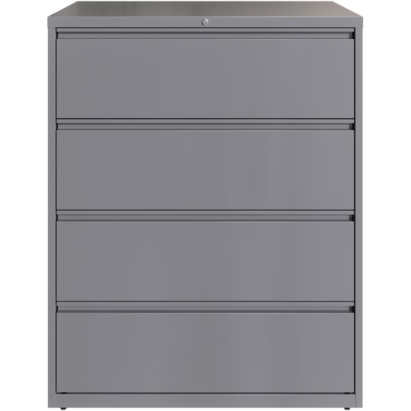 Hirsh 42in Wide HL10000 Series 4 Drawer Metal Lateral File Cabinet Arctic Silver