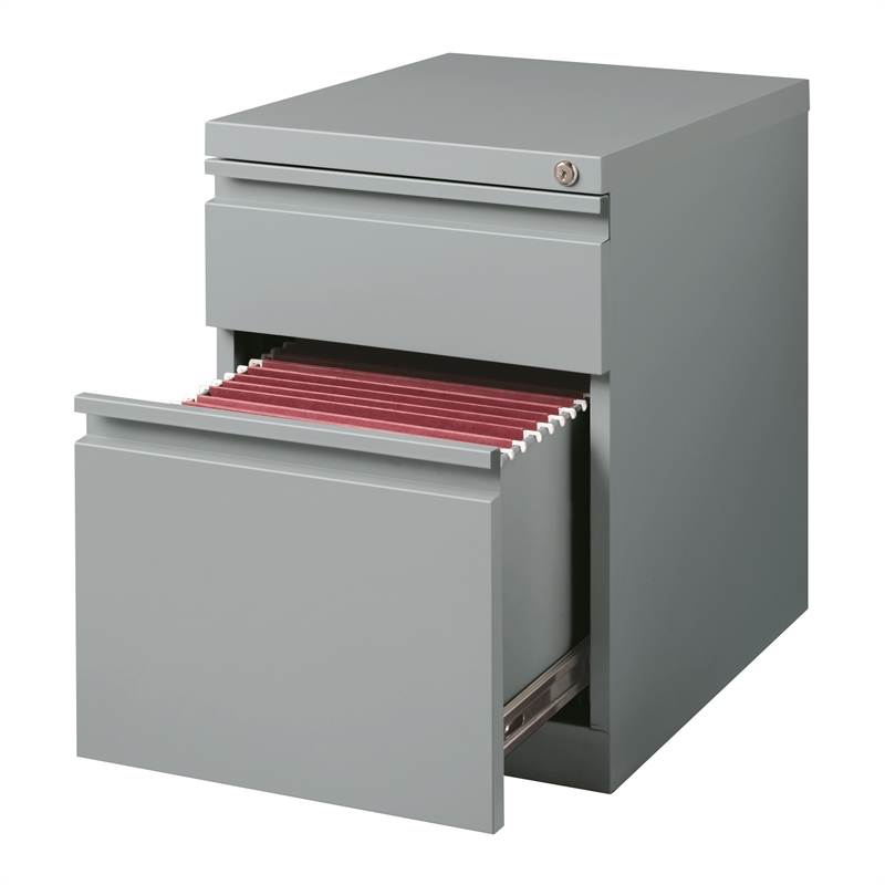 Hirsh 20-in Deep Mobile Pedestal File 2-Drawer Box/File Full Width Pull Silver