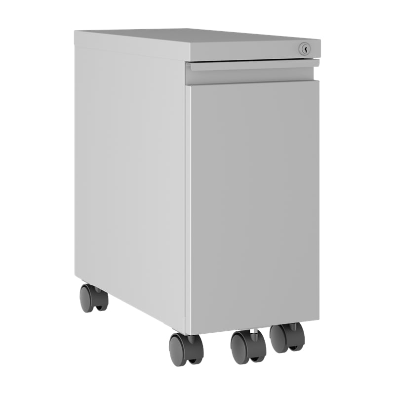 Hirsh 20-inch Deep Mobile Zip Pedestal 2-Drawer Box/File. Hidden Drawer. Silver