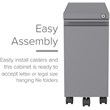 Hirsh 20-inch Deep Mobile Zip Pedestal 2-Drawer Box/File. Hidden Drawer. Silver