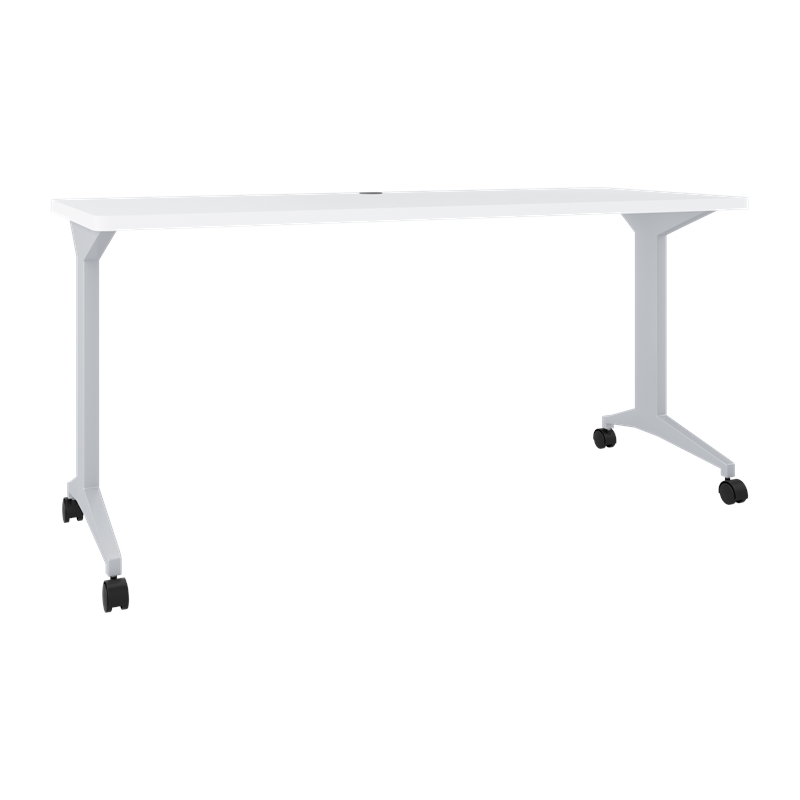 Hirsh Modern T-Leg Metal Table Desk. Arctic Silver/White