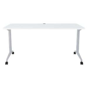 Hirsh Modern T-Leg Metal Table Desk. Arctic Silver/White