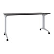 Hirsh Modern Metal T-Leg Table Desk. Arctic Silver/Weathered Charcoal