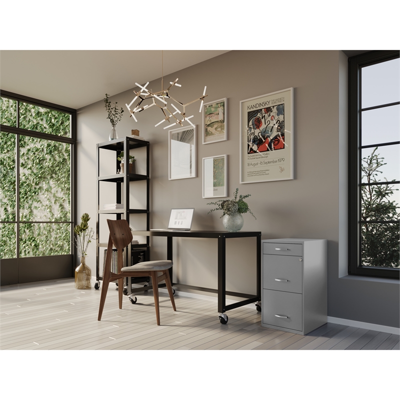 Space Solutions 3 Drawer Modern Metal Organizer File Cabinet in Artic Silver
