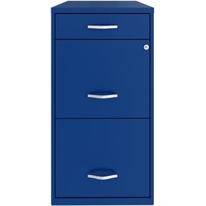 Space Solutions 18in Deep 3 Drawer Metal Organizer File Cabinet Blue