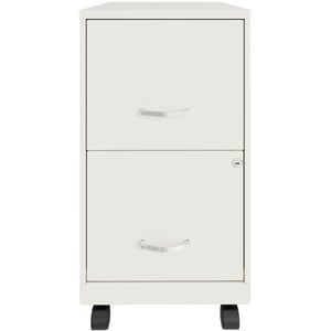 Space Solutions 18in 2 Drawer Mobile Smart Vertical File Cabinet Pearl White