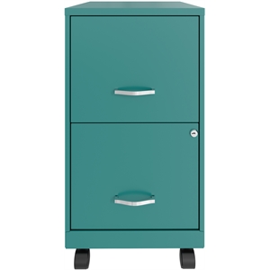 Space Solutions 18in 2 Drawer Metal Mobile Smart Vertical File Cabinet Turquoise