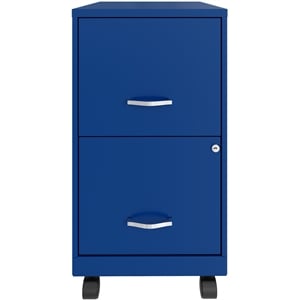 Space Solutions 18in 2 Drawer Metal Mobile Smart Vertical File Cabinet Blue