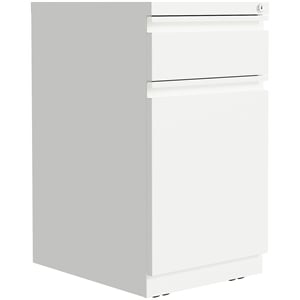 Hirsh 20-inch Deep Mobile Pedestal File 2 Drawer Metal Box Backpack White