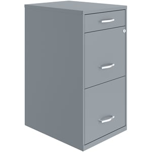 Space Solutions 18 inch 3 Drawer Metal File Cabinet with Pencil Drawer Gray