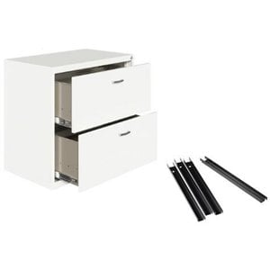 Hirsh Lateral Metal File Cabinet Set 30&quotW 2 Drawer White with Front/Back Rails
