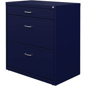 Space Solutions 30&quotW Metal 3 Drawer Home Office File Cabinet Navy