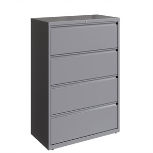 Hirsh 36&quot Wide 4 Drawer Metal Lateral File Cabinet in Arctic Silver (Set of 2)