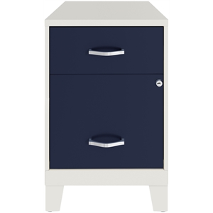 Space Solutions 18&quotD 2 Drawer Vertical Metal File Cabinet with Legs- White/Navy