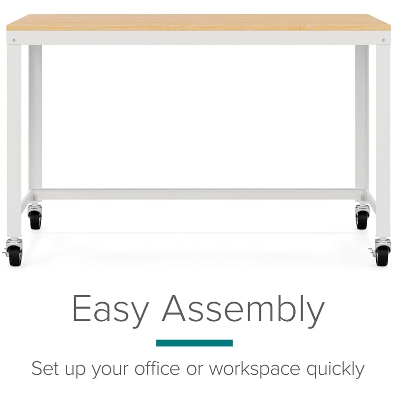 Space Solutions Home Office Metal Desk and Storage Set -  White / Maple
