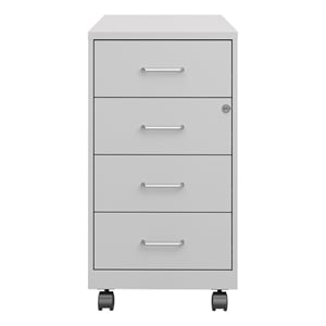 Space Solutions 18&quotD 4 Drawer Metal Mobile Organizer - Locking - Arctic Silver