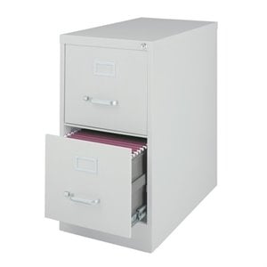 Hirsh 25-in Deep Metal 2 Drawer Letter Width Vertical File Cabinet Light Gray