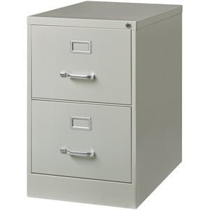 Hirsh 26.5&quotD Metal 2 Drawer Legal Width Vertical File Cabinet in Light Gray