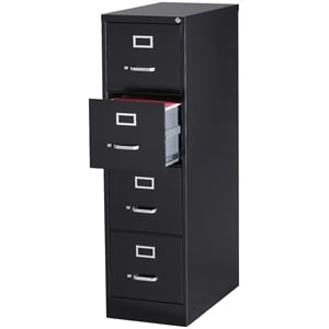 Hirsh 26.5-in Deep Metal 4 Drawer Letter Width Vertical File Cabinet Black