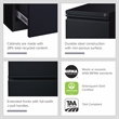 Hirsh 20-in Deep Metal Mobile Pedestal 2-Drawer File/File. Full Width Pull Black