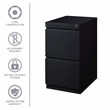 Hirsh 20-in Deep Metal Mobile Pedestal 2-Drawer File/File. Full Width Pull Black