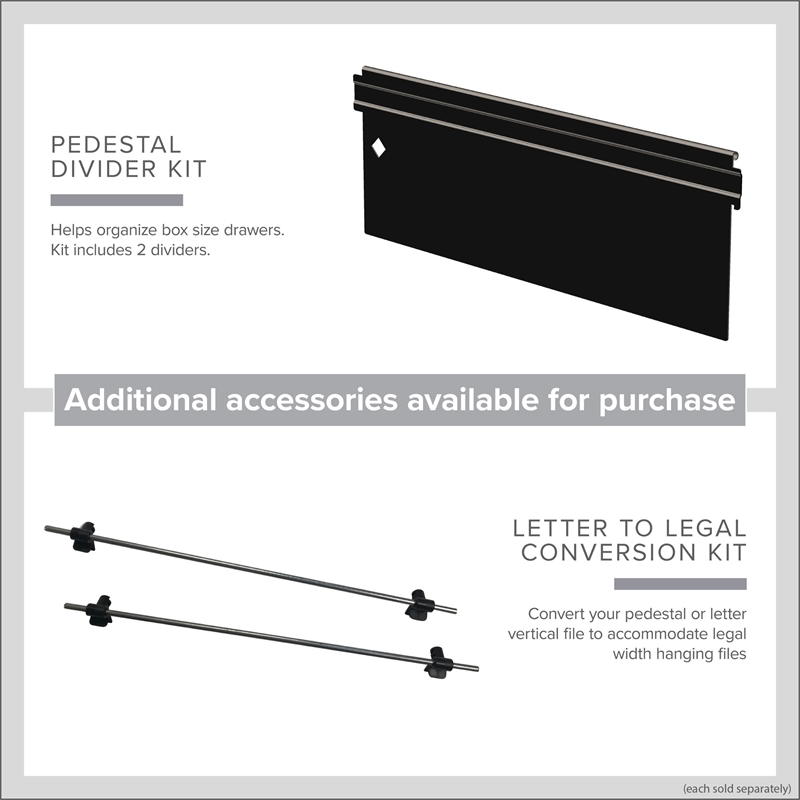 Hirsh 20-in Deep Metal Mobile Pedestal 2-Drawer File/File. Full Width Pull Black