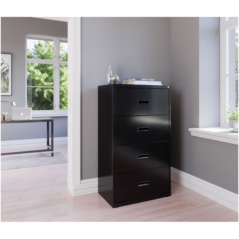 Hirsh 30-in Wide HL1000 Series Metal 4 Drawer Lateral File Cabinet Black