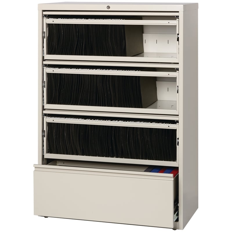Hirsh 36-in Wide Metal 4 Drawer Lateral File Cabinet with Roll-out Shelves Beige
