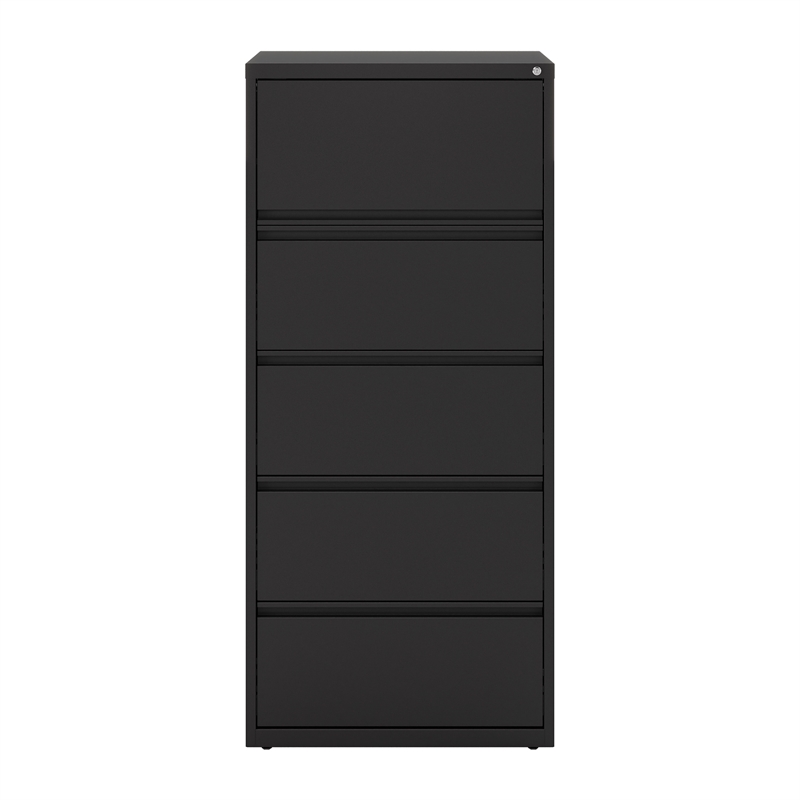 Hirsh 30-in Wide HL10000 Series Metal 5 Drawer Lateral File Cabinet Black