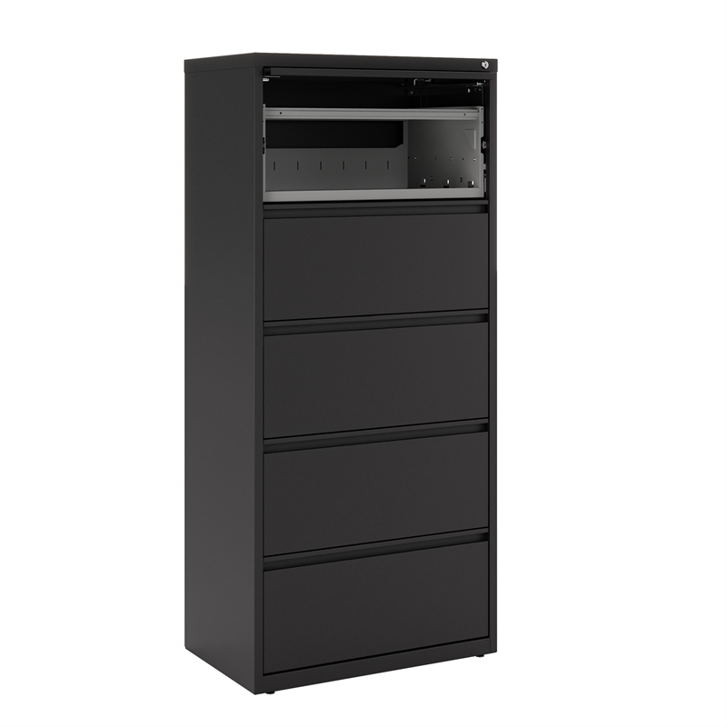 Hirsh 30-in Wide HL10000 Series Metal 5 Drawer Lateral File Cabinet Black